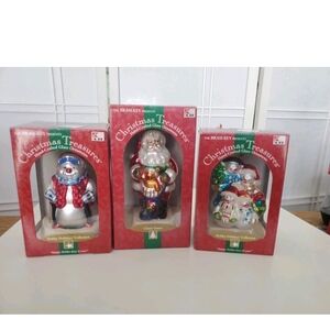 Vintage Christmas Treasures Glass Ornaments Set